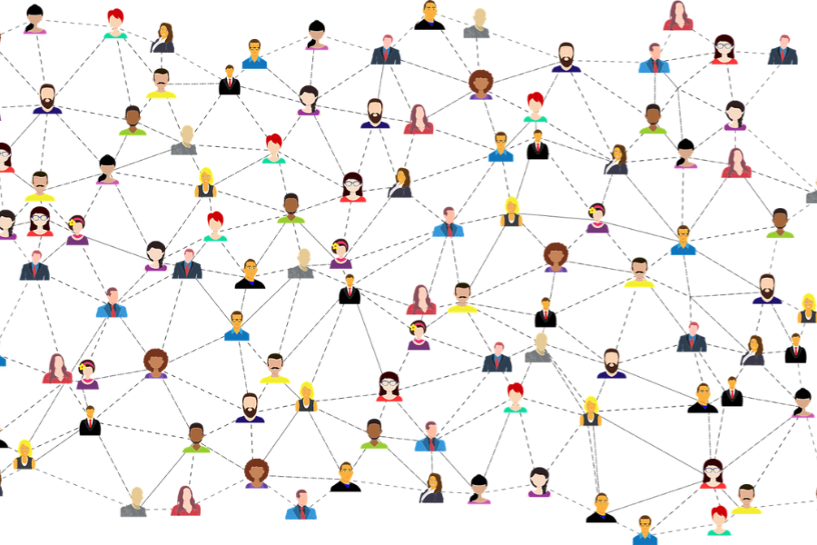 people connected in lines representing networking