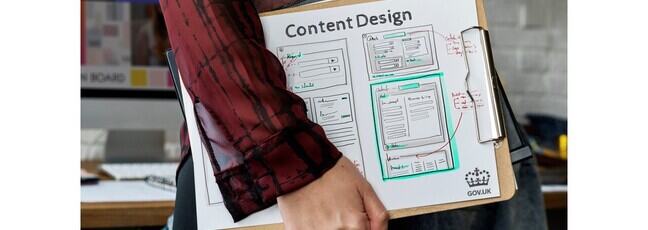 Website development layout sketch drawing titled 'Content Design' 