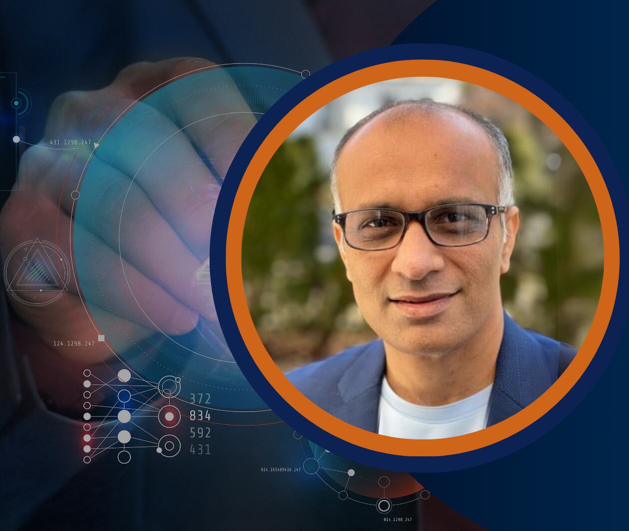 GenAI and RAG systems instructor with digital circuit background, representing AI, data pipelines, and enterprise knowledge systems.