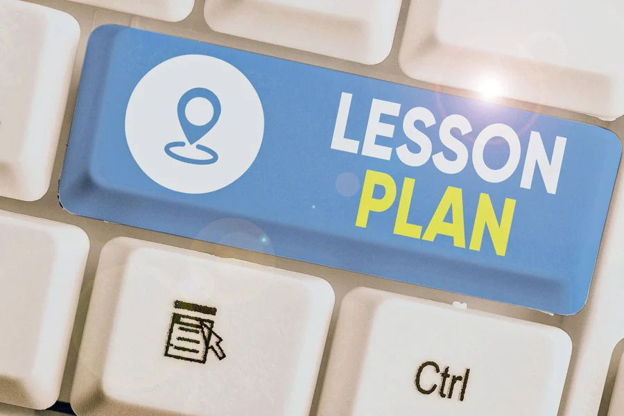 Keyboard key with the words 'lesson plan'