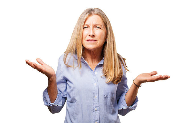Senior beautiful woman confused