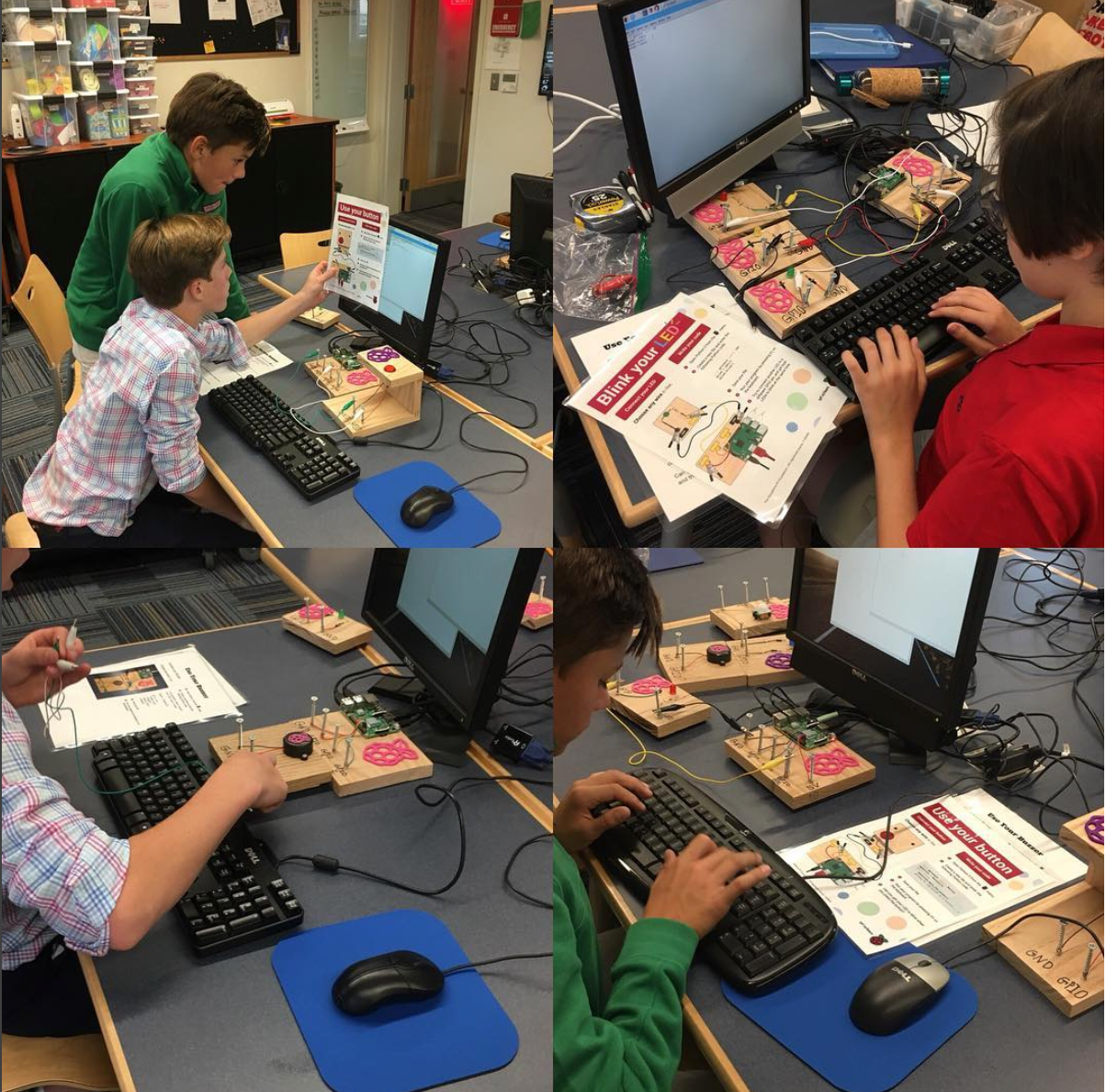 Students taking part in digital making activities in a school maker space