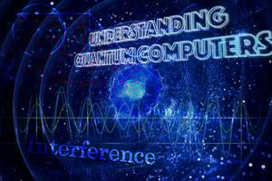 "Understanding Quantum Computers" as a title on the space image.
