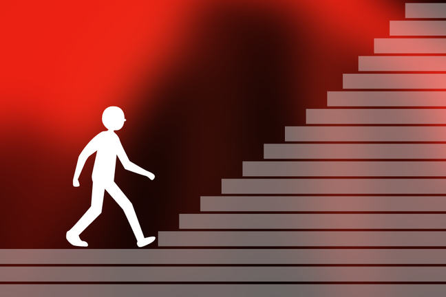 Image of a figure climbing stairs