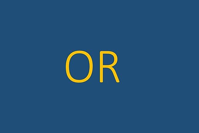 The word or in yellow on a dark blue background