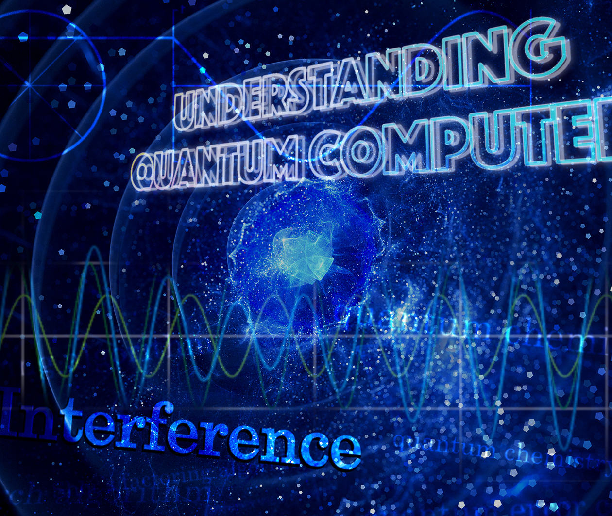 "Understanding Quantum Computers" as a title on the space image.