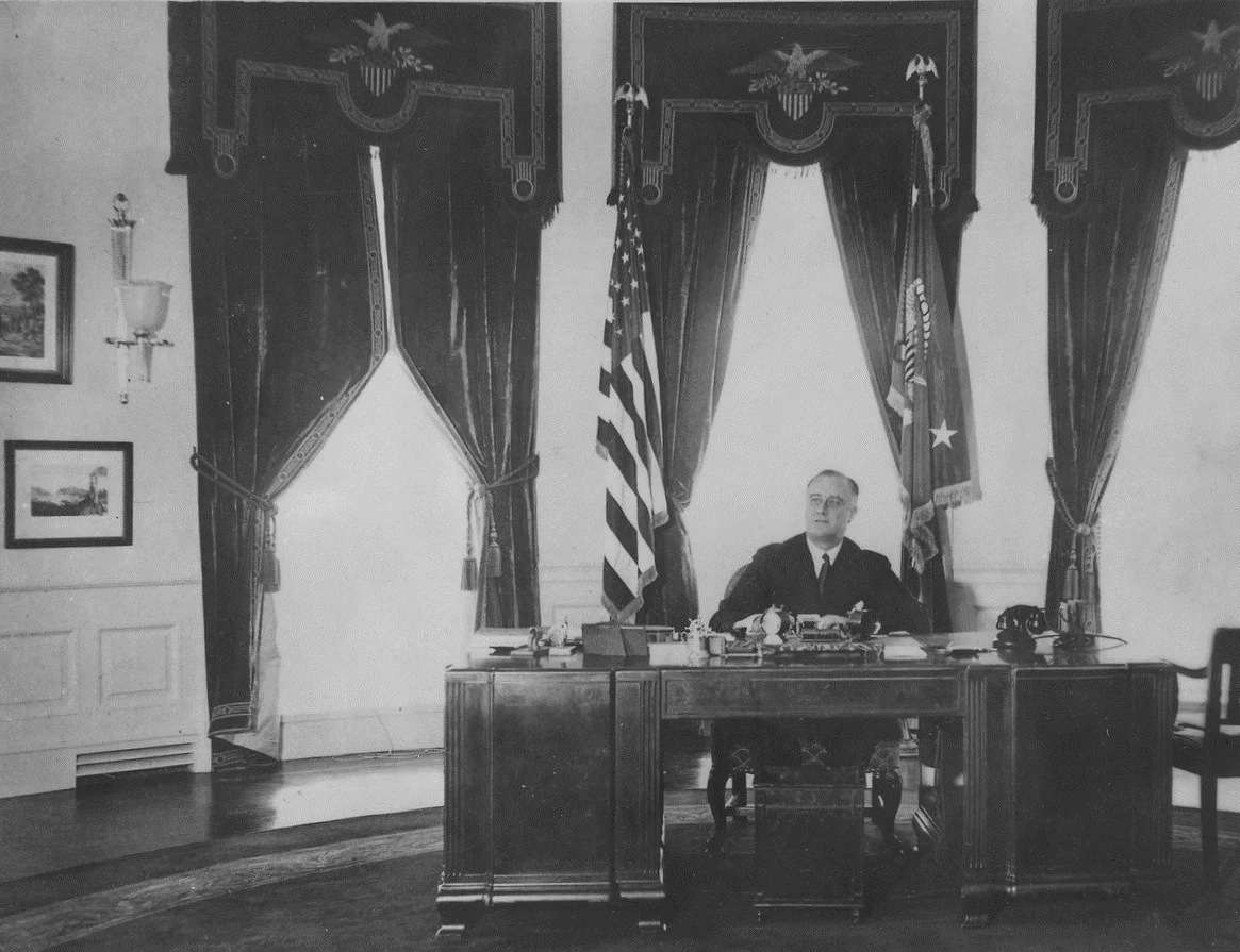 Proesident Franklin D Roosevelt in the Oval Office