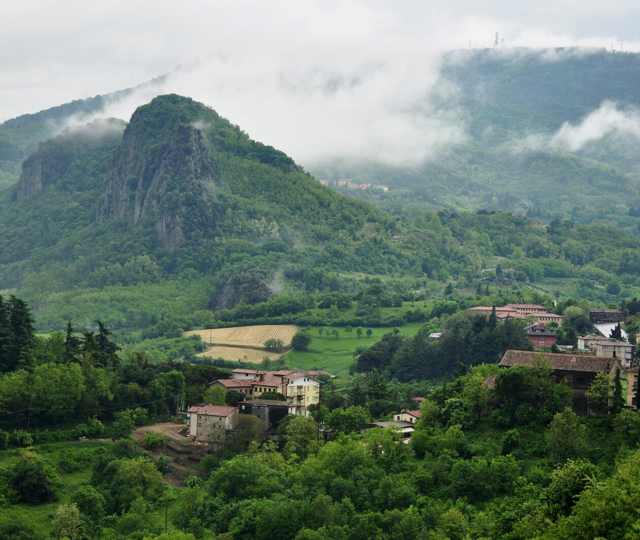 The historic landscape of Rocca Pendice Colli Euganei, Italy.