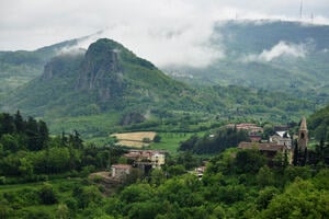 The historic landscape of Rocca Pendice Colli Euganei, Italy.