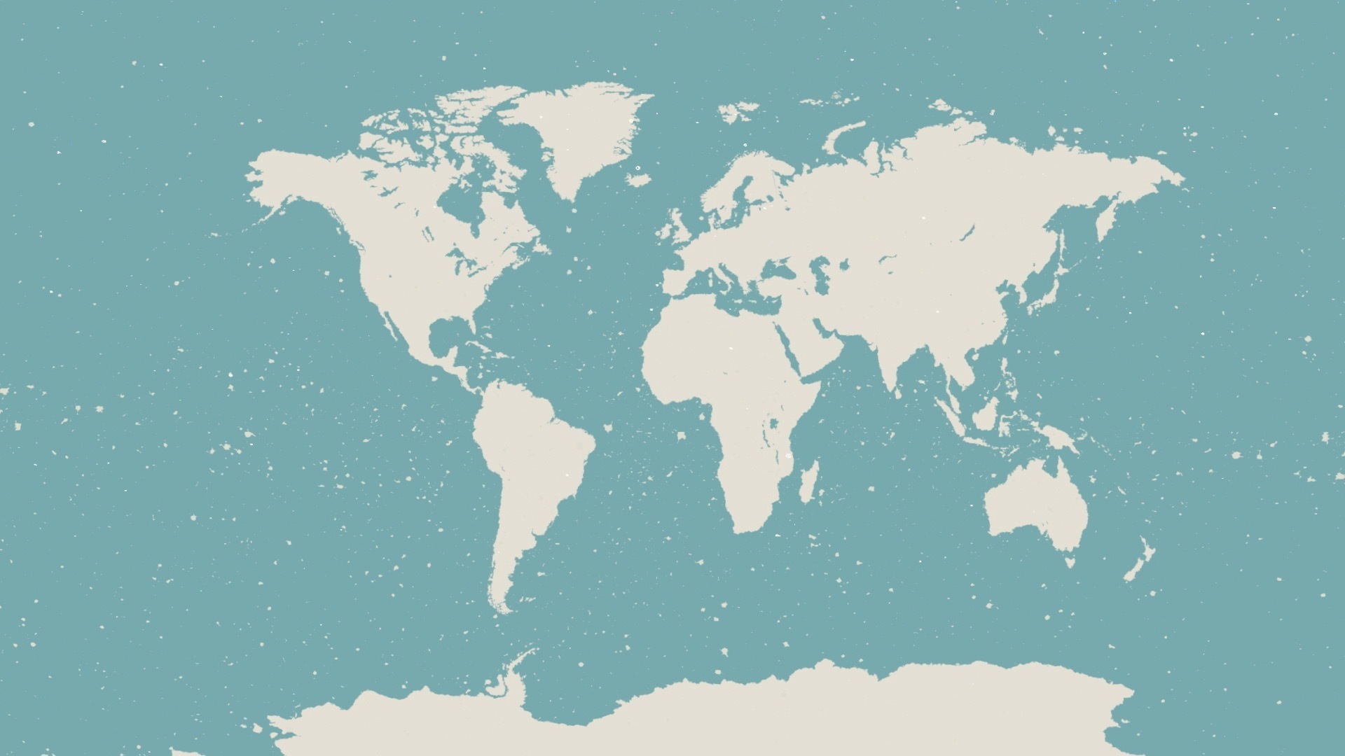 Sketch of a world map, white on light blue background.