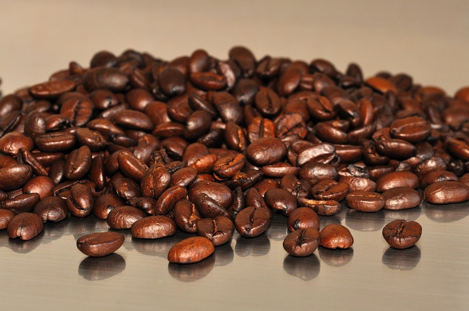 A pile of roasted coffee beans.