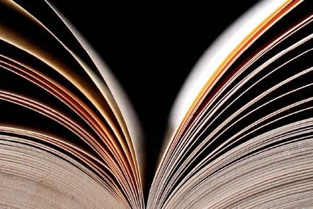 Side view of an open book