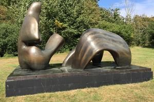 Sculpture on a lawn, Henry Moore Studio and Gardens, Perry Green, UK