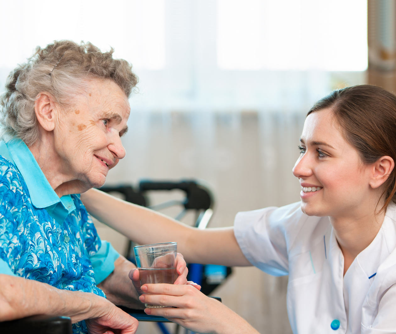 care staff with resident