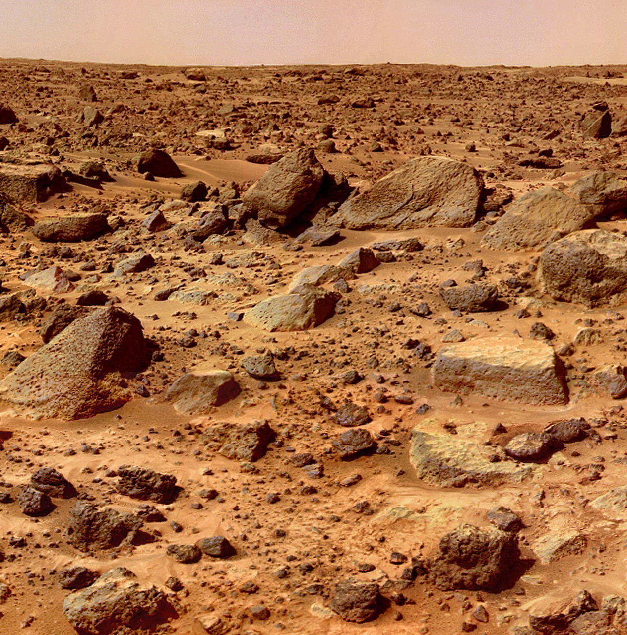 Rocky surface of Mars as seem from Mars Rover craft