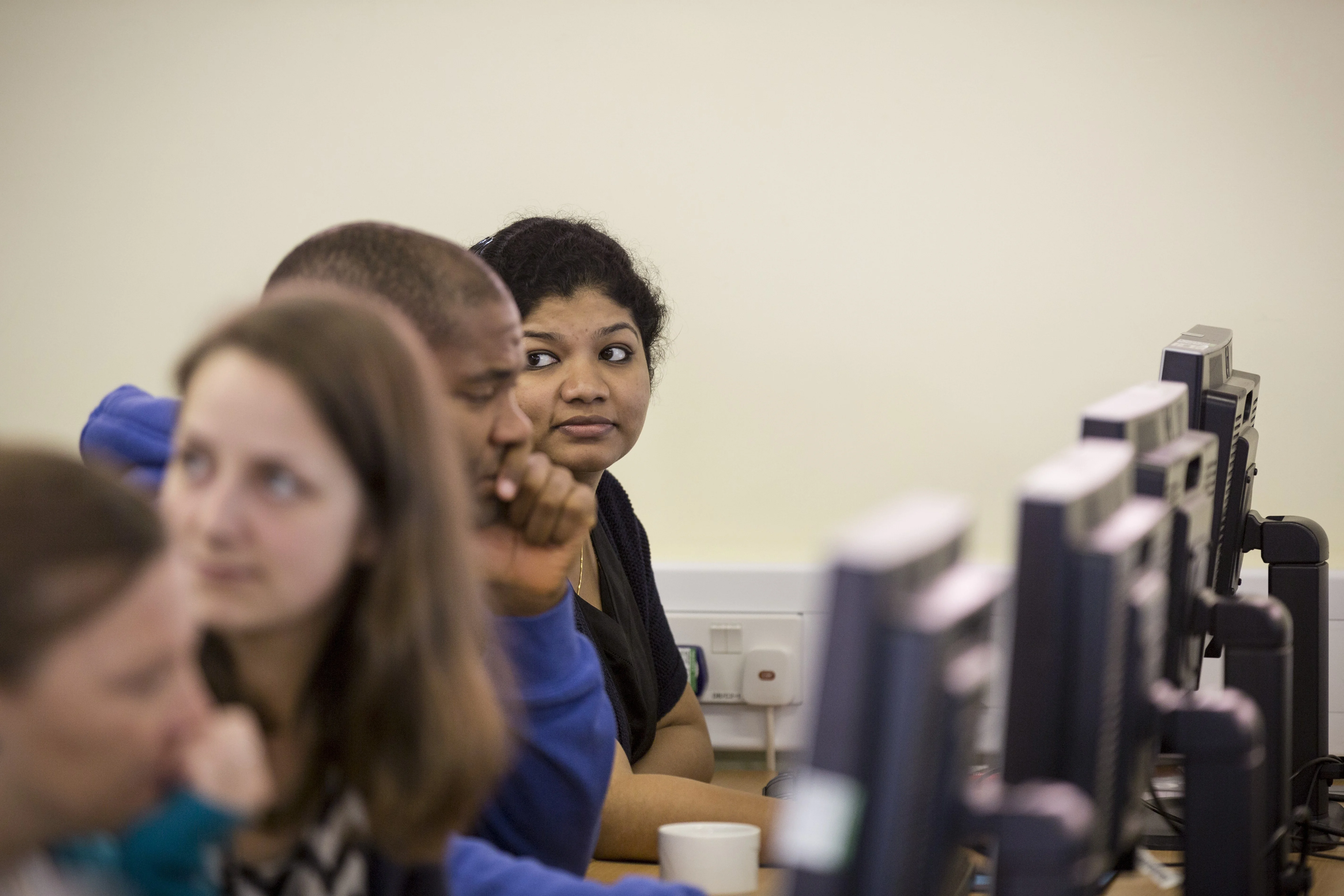 Four learners in computer lab