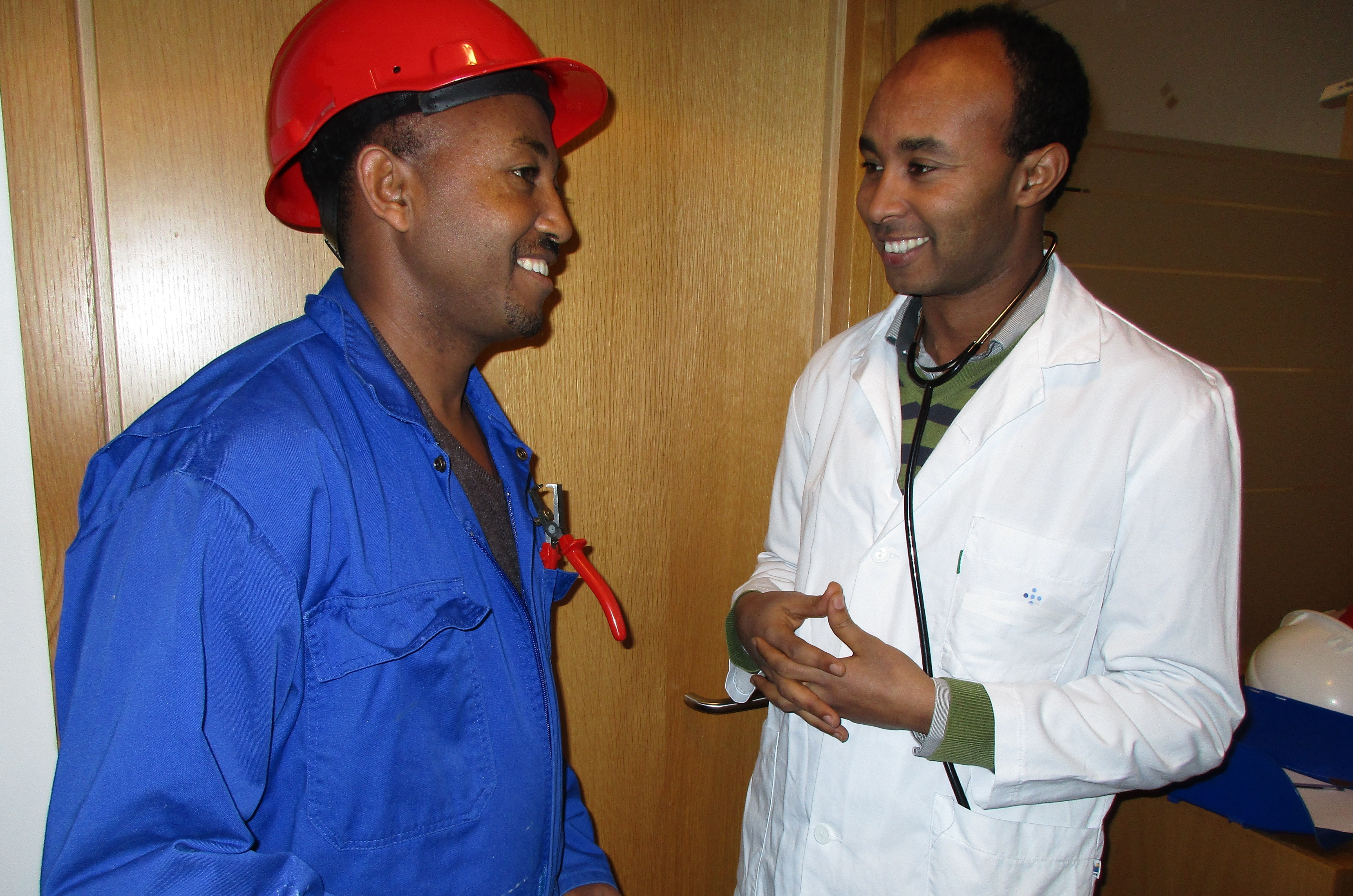 A safety engineer and a physician can have different skills and tools, but work well together.