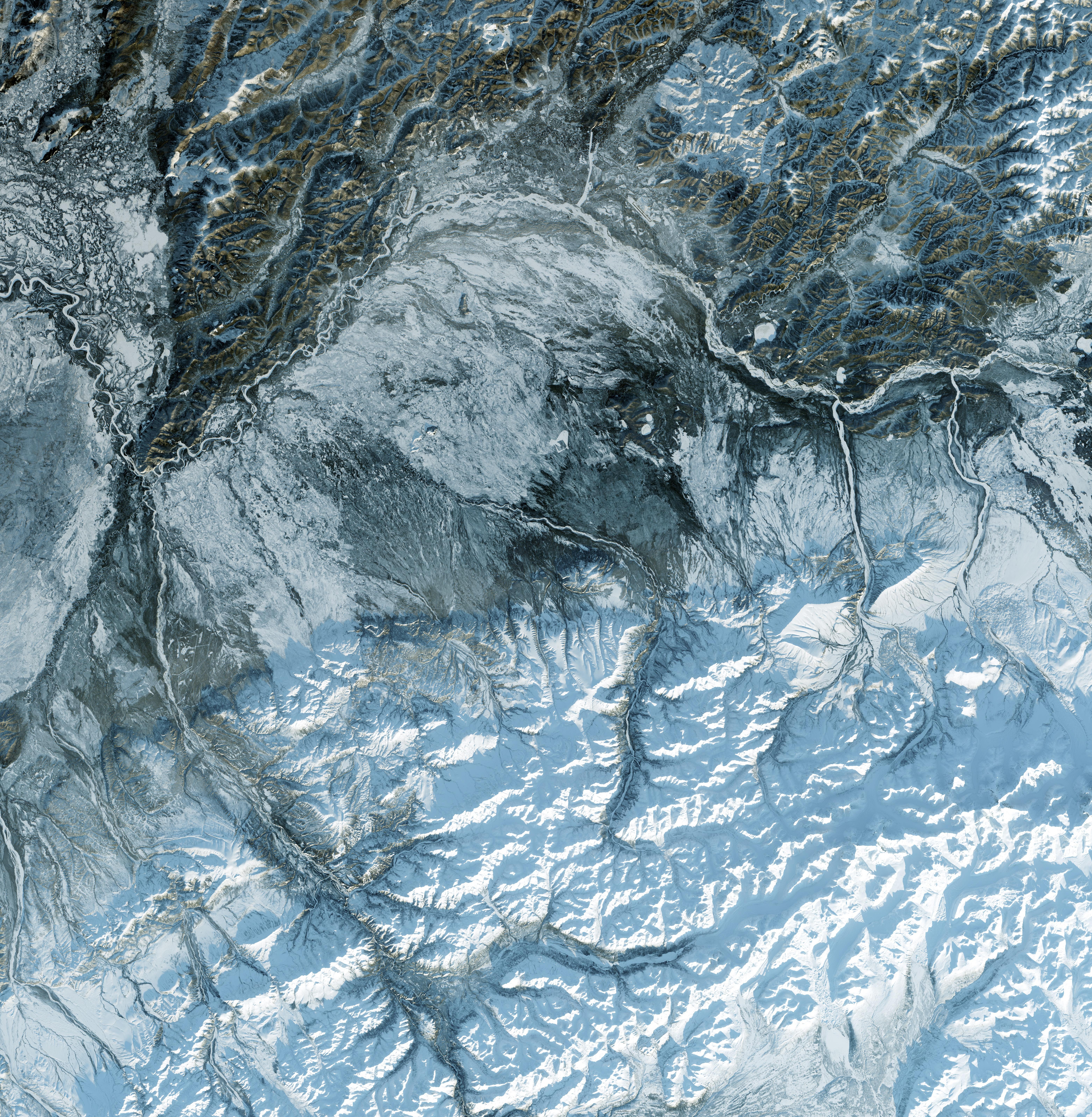 Satellite image of snowy/icy landscape