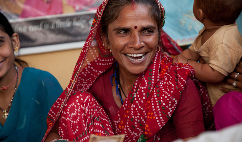 Female textile artisan in Jaipur, India working with Artisans of Fashion