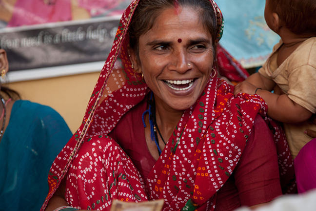 Female textile artisan in Jaipur, India working with Artisans of Fashion