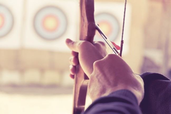Arrow aimed at a bullseye