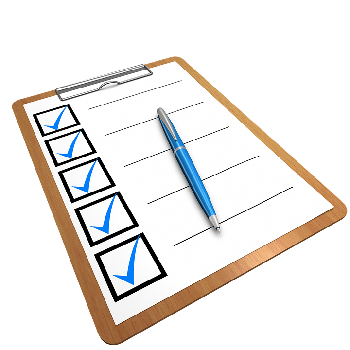 Checklist on a clipboard