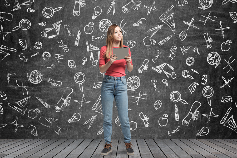 Woman pondering education