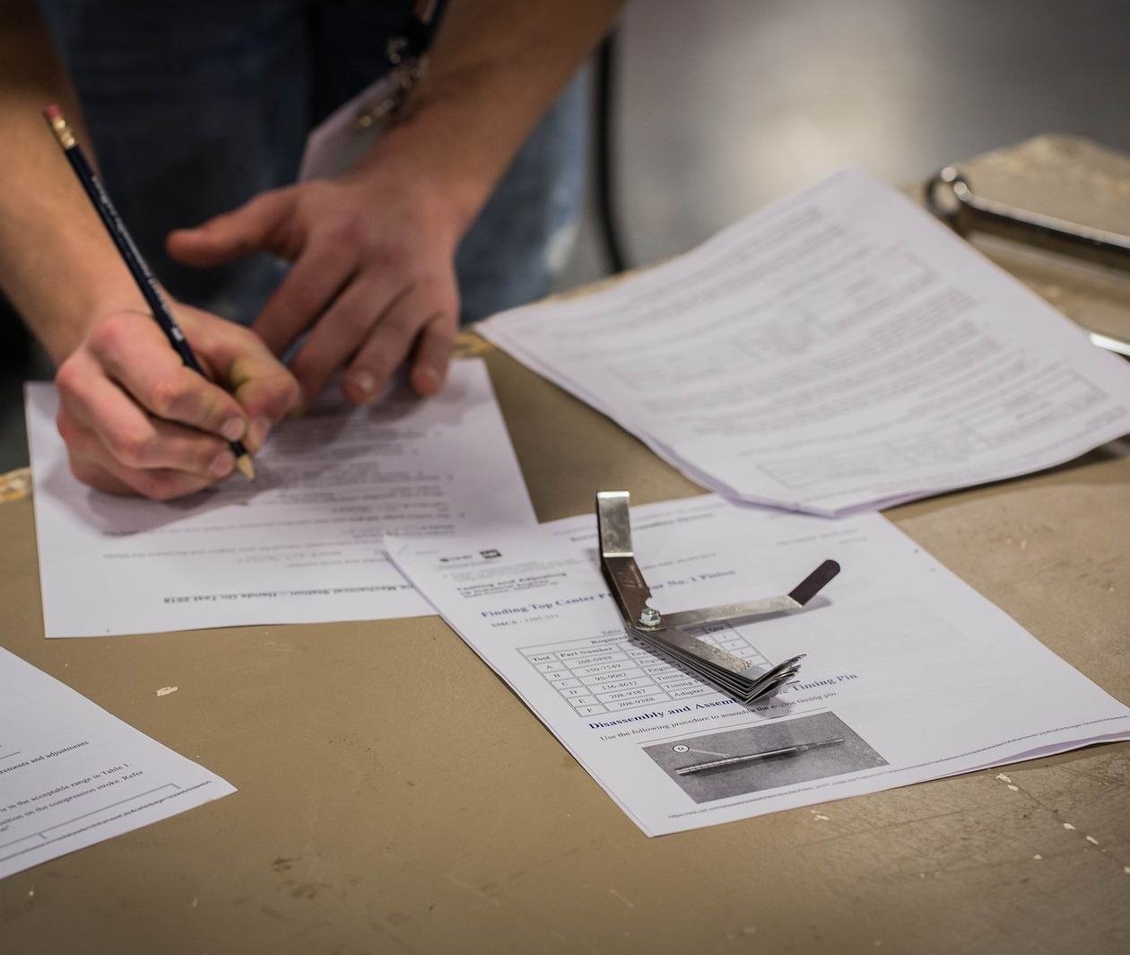 A photo of a person completing a quiz