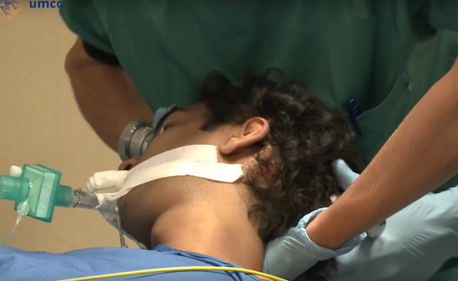 The patient, already intubated