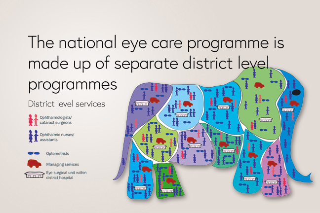 The national eye care programme should be made up of separate district programmes