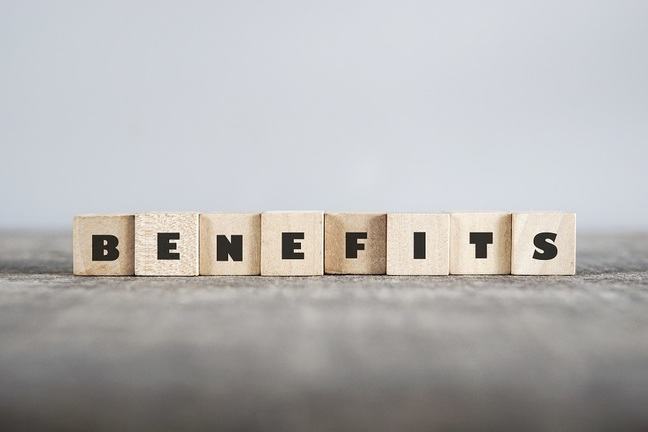 Wood blocks with letters spelling Benefits