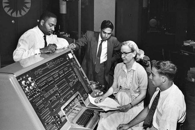 A photograph of computing pioneer, Grace Hopper