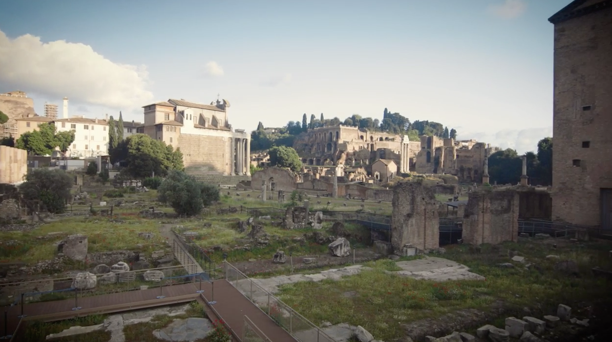 The Forum, seen from the imperial fora A site with remains from the Forum.