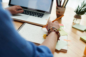 Students reviewing academic writing for university study