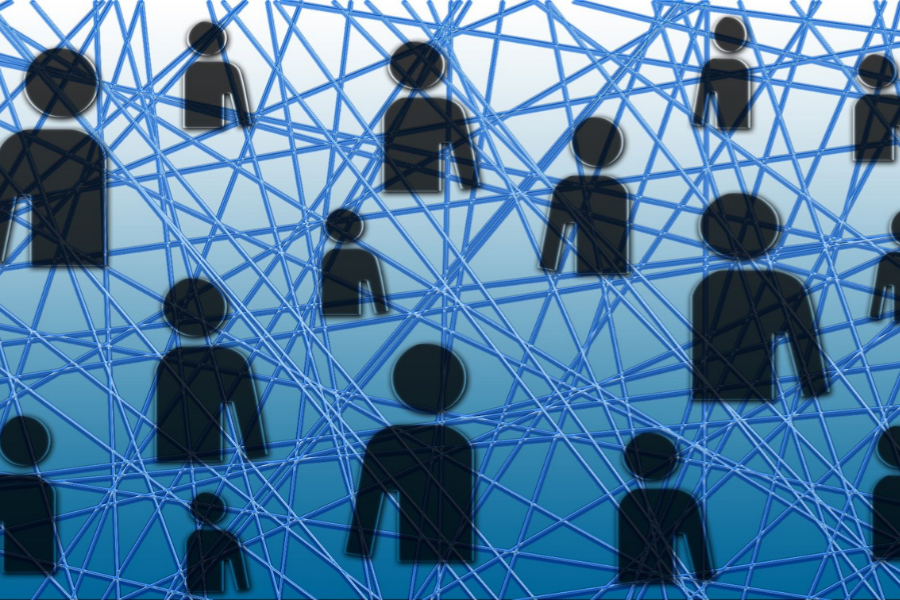 image of people webbed (networking)