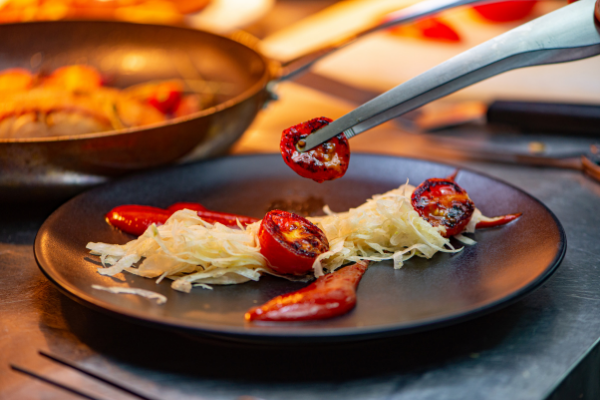 Chef plating a dish