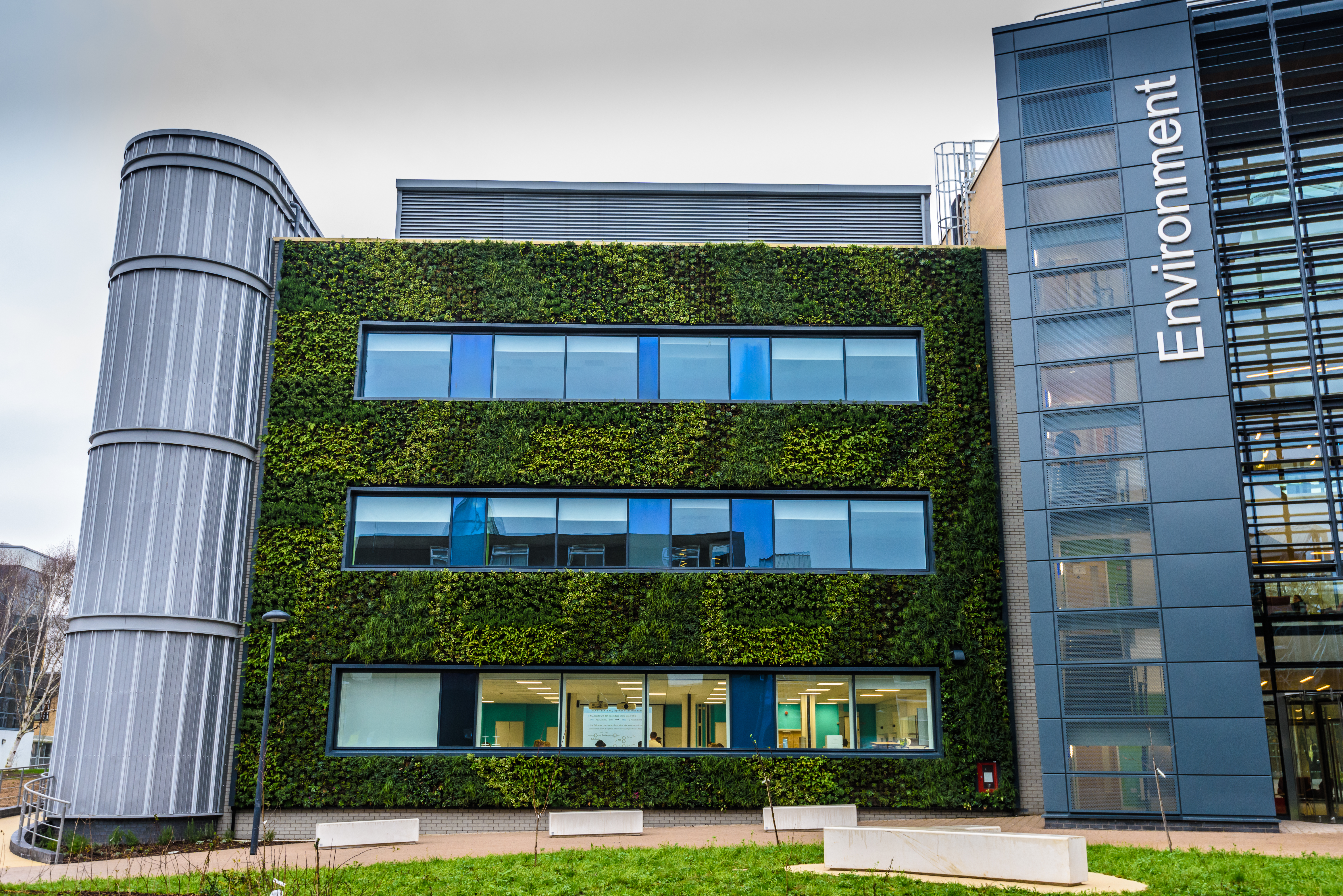 View of the green wall - part of the Department of Environment & Geography at the University of York