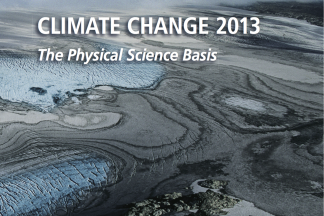 Front page of the report "Climate Change 2013" from the IPCC intergovernmental panel on climate change.