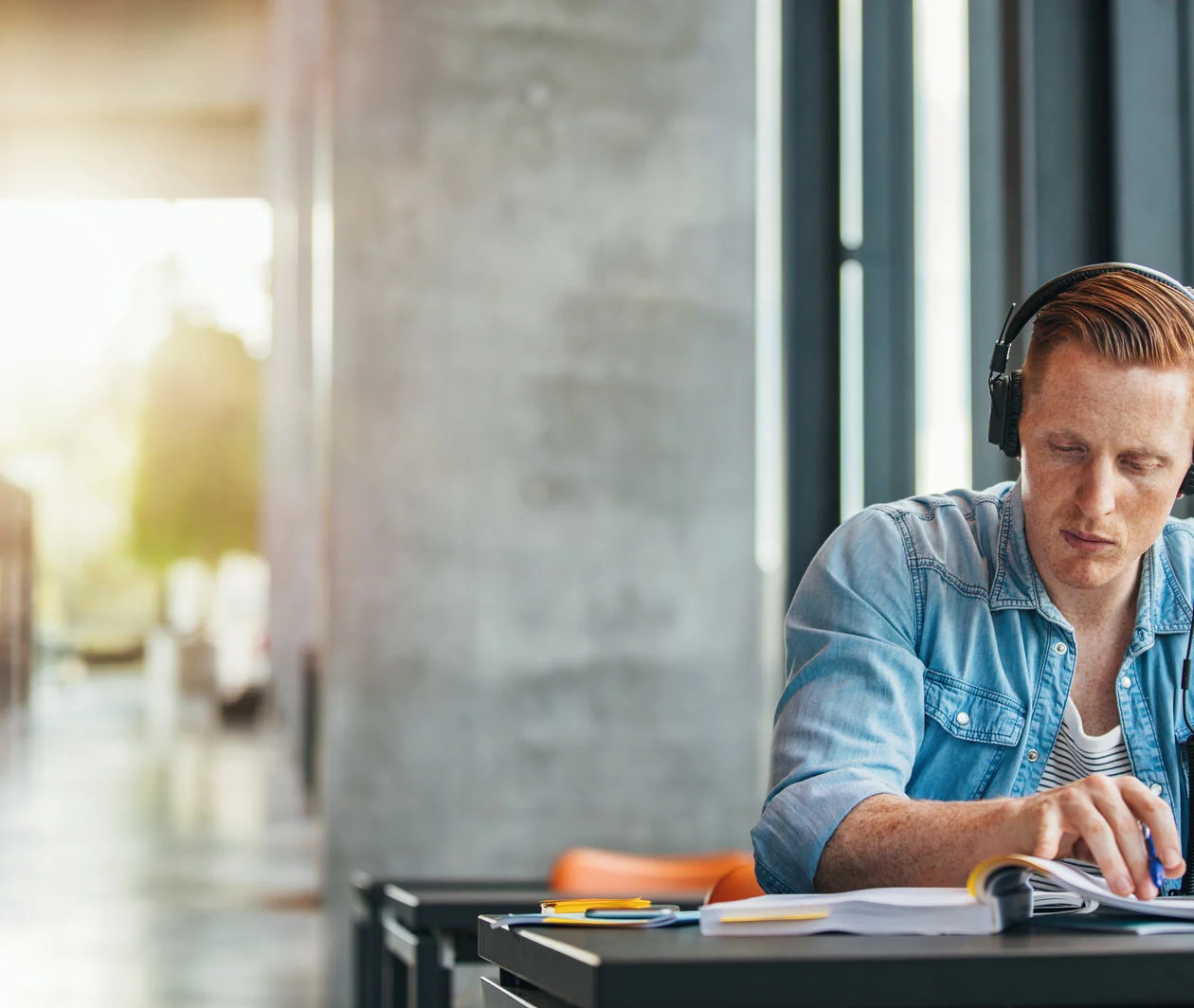 Student wearing headphones 