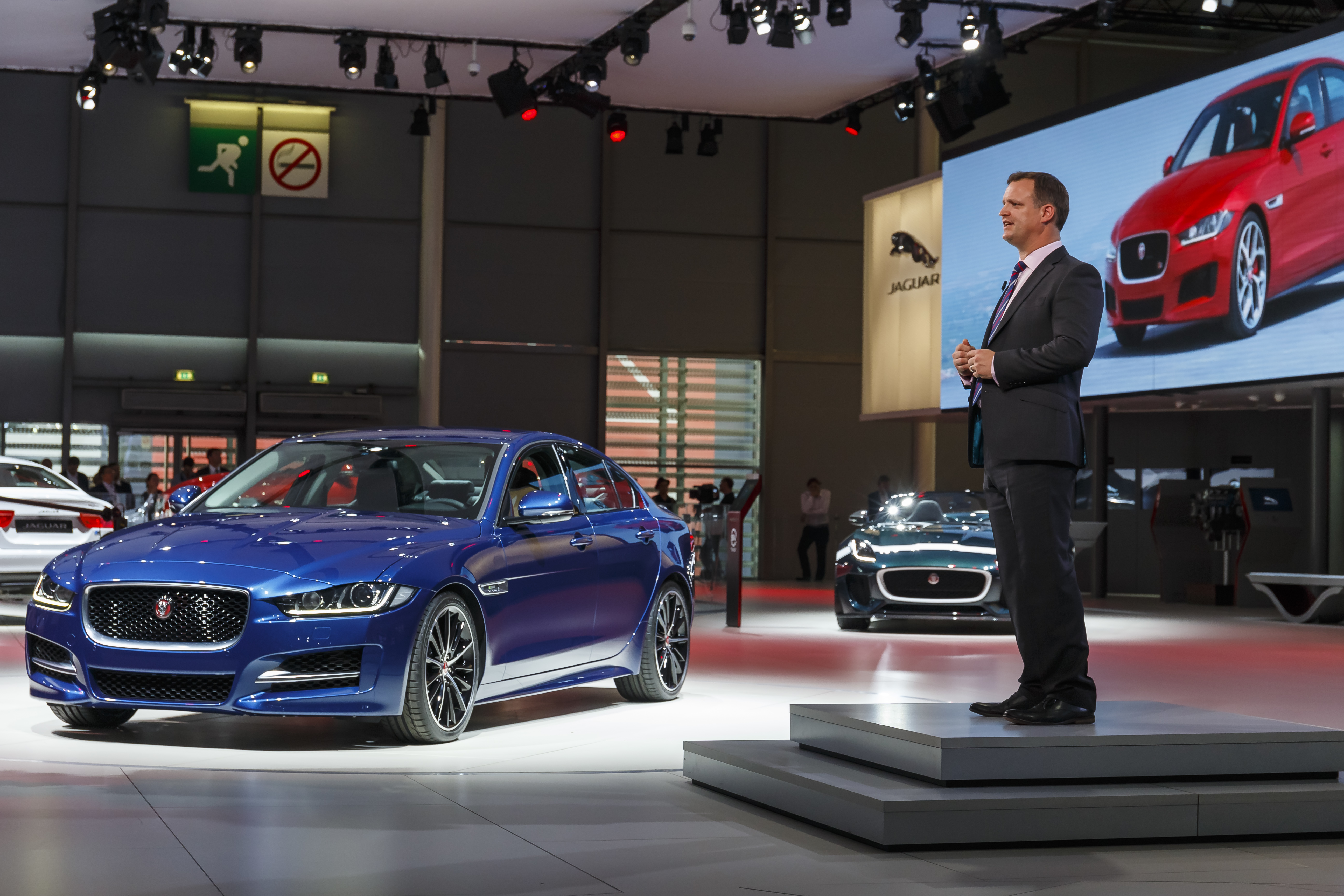 Jaguar Land Rover press conference the 2014 Paris Motor Show.