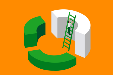 A figure climbing up a ladder to reach their goal