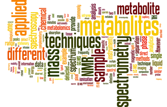 A word cloud showing the key words realting to other analytical technologies used in metabolomics