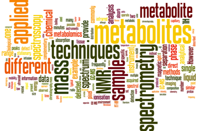 A word cloud showing the key words realting to other analytical technologies used in metabolomics