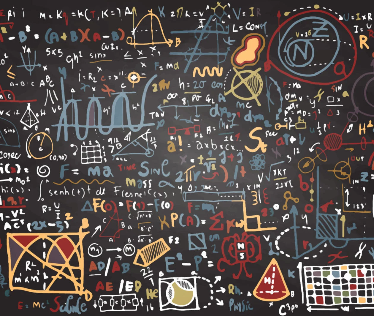 algebraic equations written on a blackboard