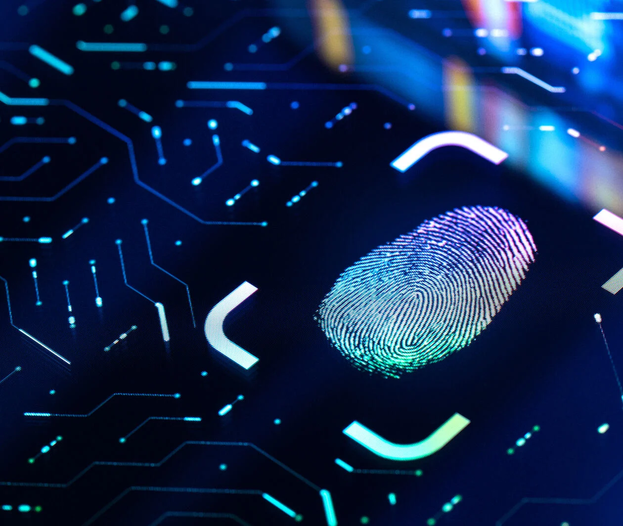 Fingerprint Biometric Authentication Button. Digital Security Concept