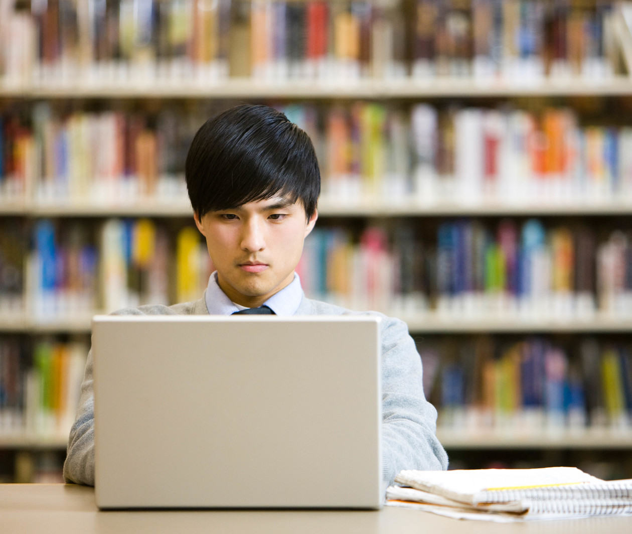 Asian Man in library