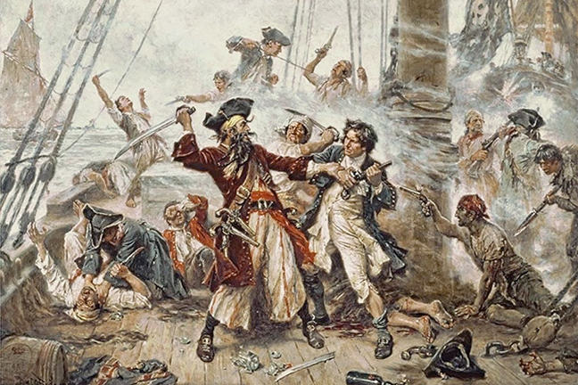 The capture of the pirate Blackbeard.