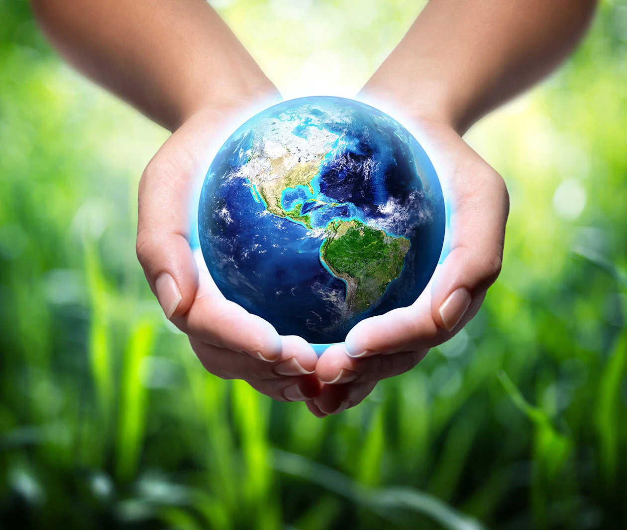 the globe cradled in a pair of hands