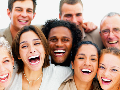 group of happy people smiling