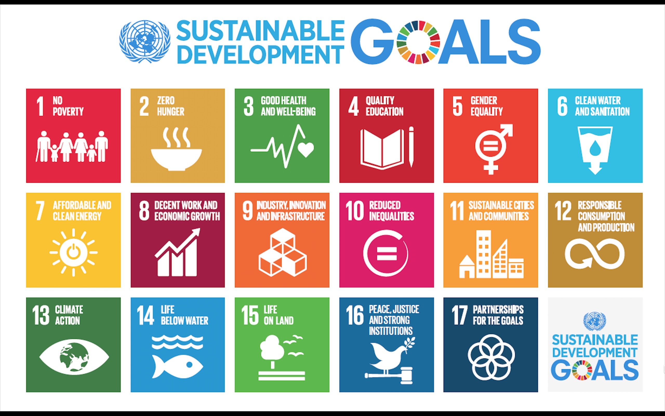 Sustainable Development Goals (SDGs) depicting 17 steps.